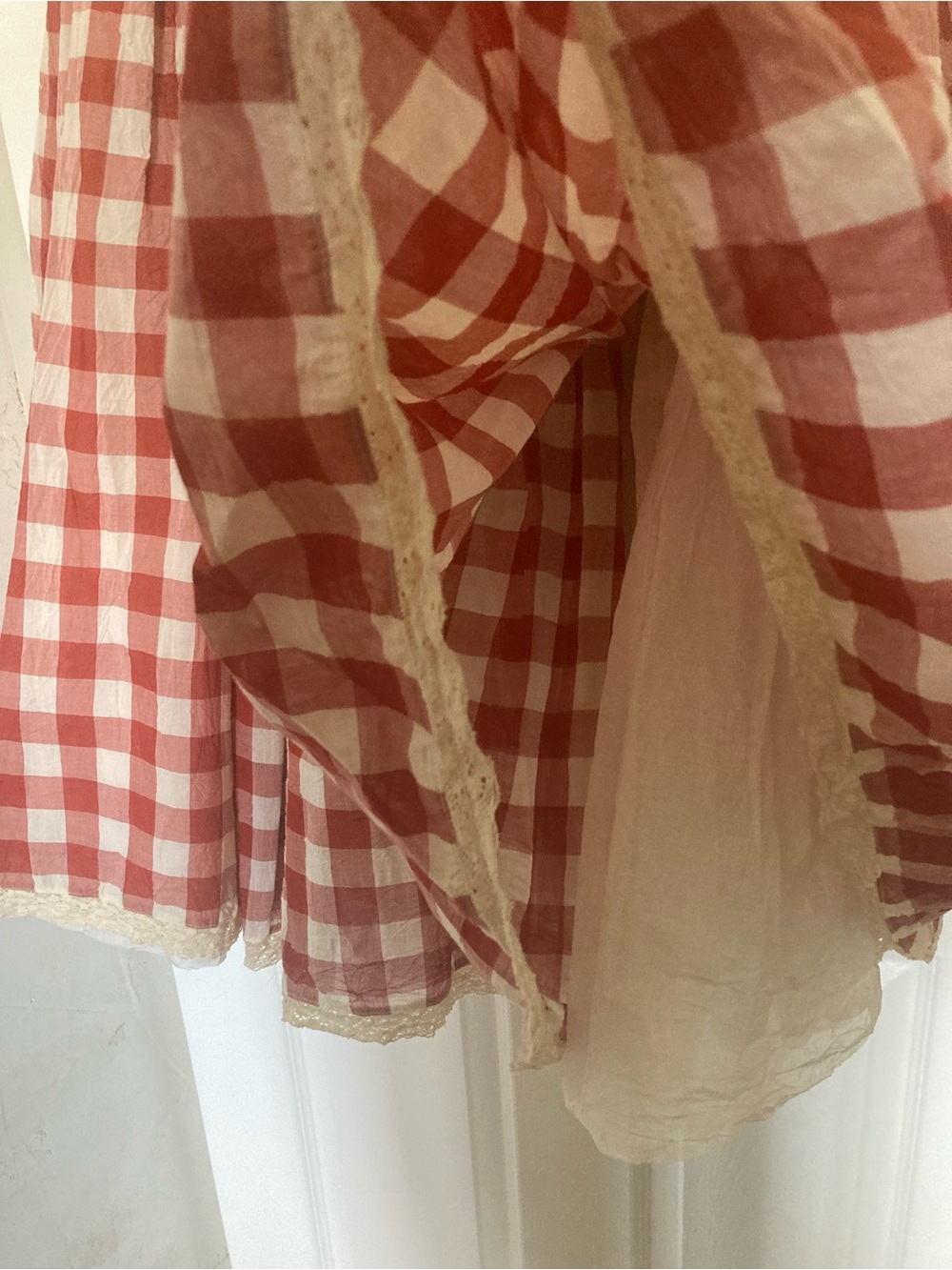 Paper Lace Red & White Gingham Plaid Maxi Skirt, Size Medium - Picture 7 of 7